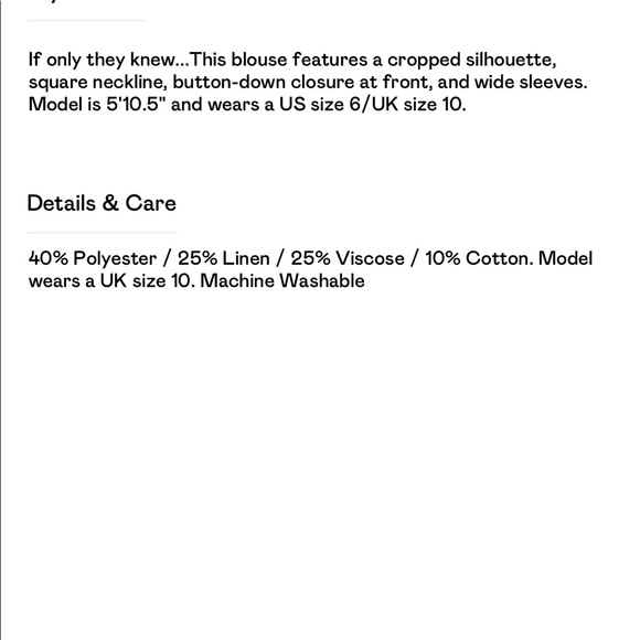 Linen Cropped Button Up Square Neck Blouse - Picture 6 of 6